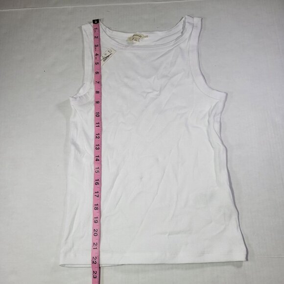 Madewell Women Cotton White Brightside High Neck Ribbed Tank Top Size S - Picture 4 of 6